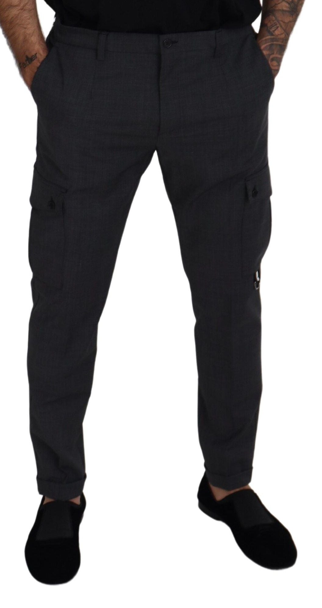 Pantalon cargo Dolce & Gabbana gris à carreaux - Tissu extensible