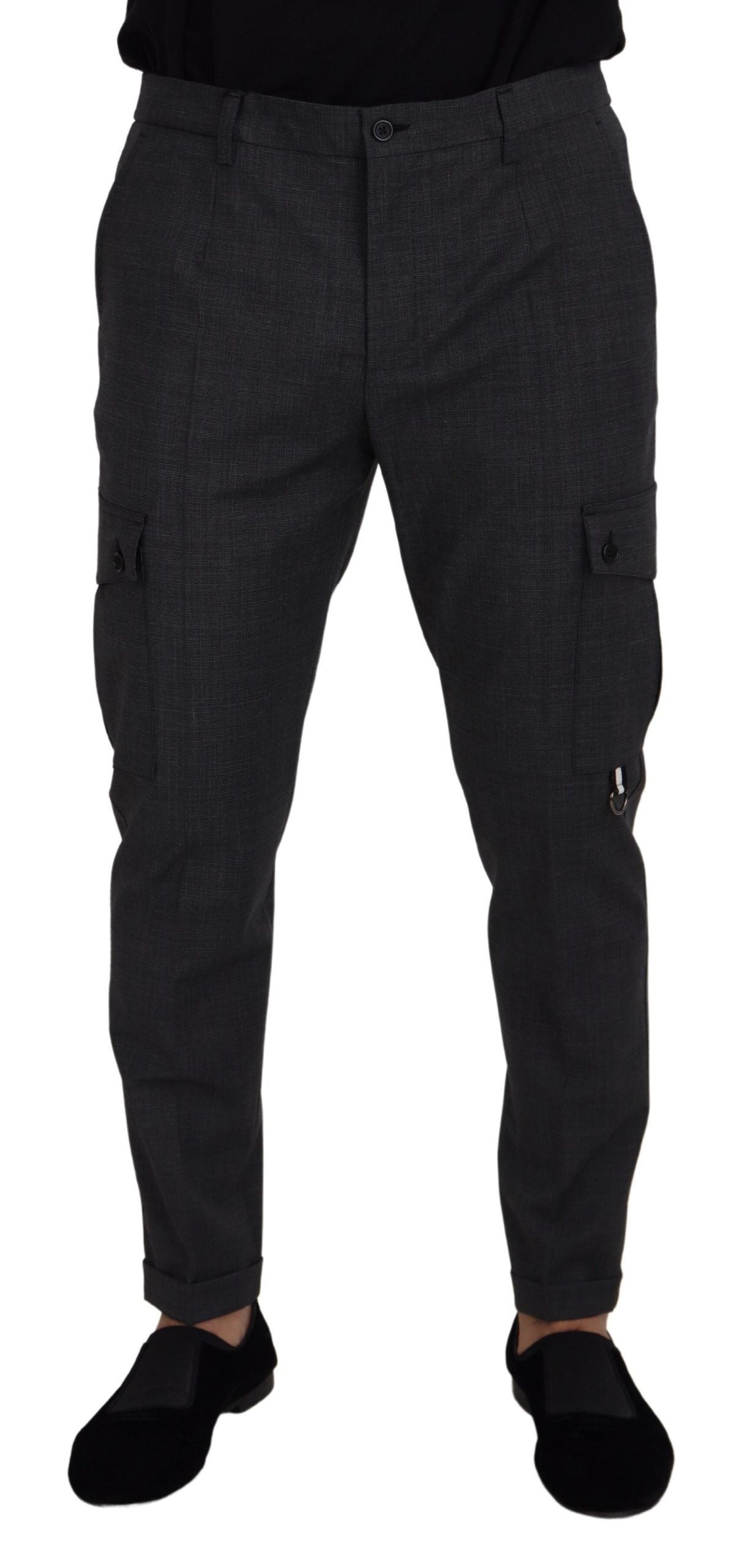 Pantalon cargo Dolce & Gabbana gris à carreaux - Tissu extensible