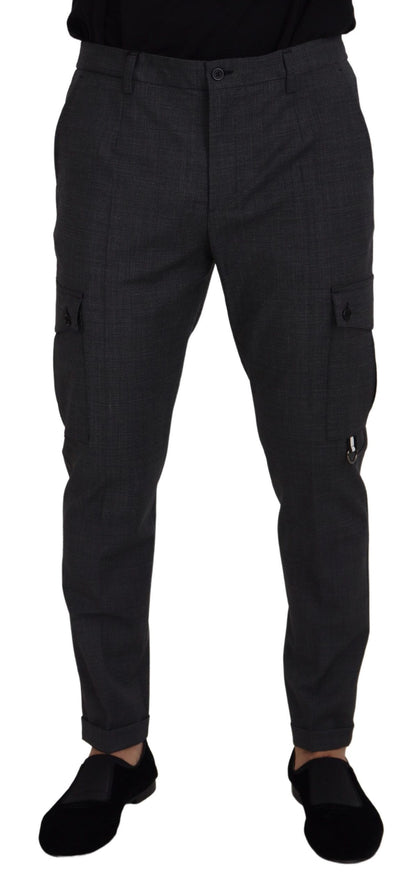 Pantalon cargo Dolce & Gabbana gris à carreaux - Tissu extensible