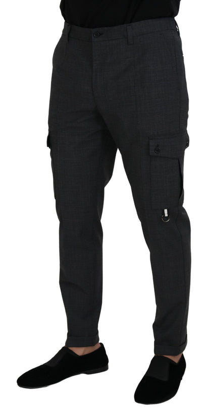 Pantalon cargo Dolce & Gabbana gris à carreaux - Tissu extensible