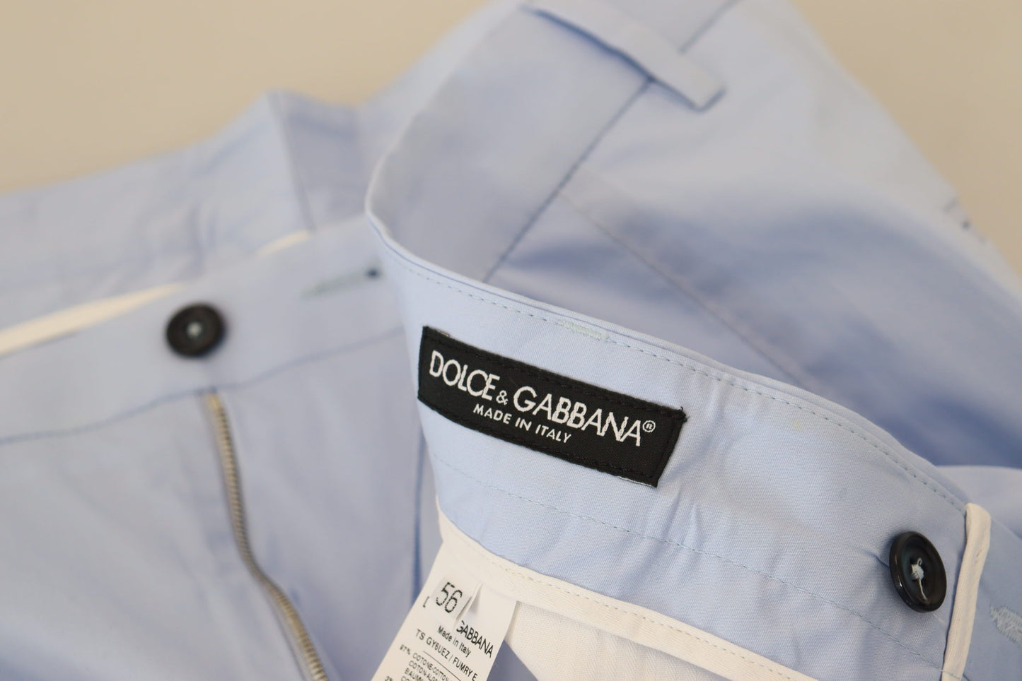 Pantalon Chino Dolce & Gabbana en Coton Stretch Bleu