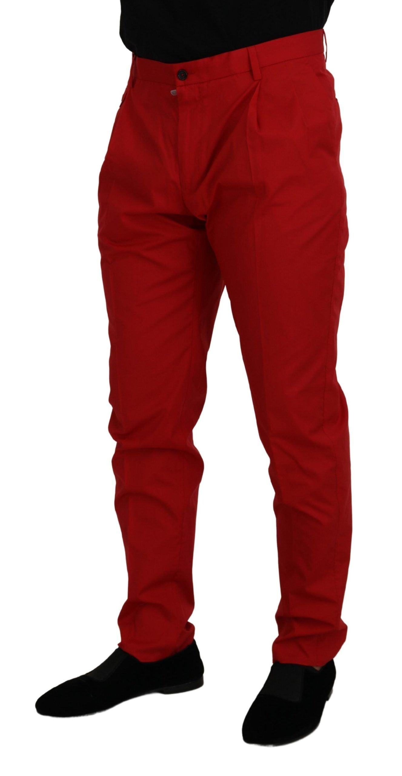 Pantalon Chino Dolce & Gabbana Rouge Coton Coupe Slim