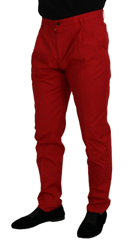 Pantalon Chino Dolce & Gabbana Rouge Coton Coupe Slim
