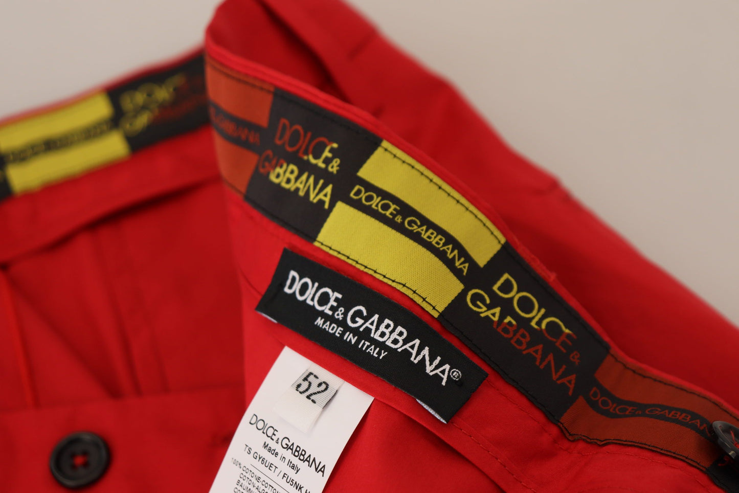 Pantalon Chino Dolce & Gabbana Rouge Coton Coupe Slim