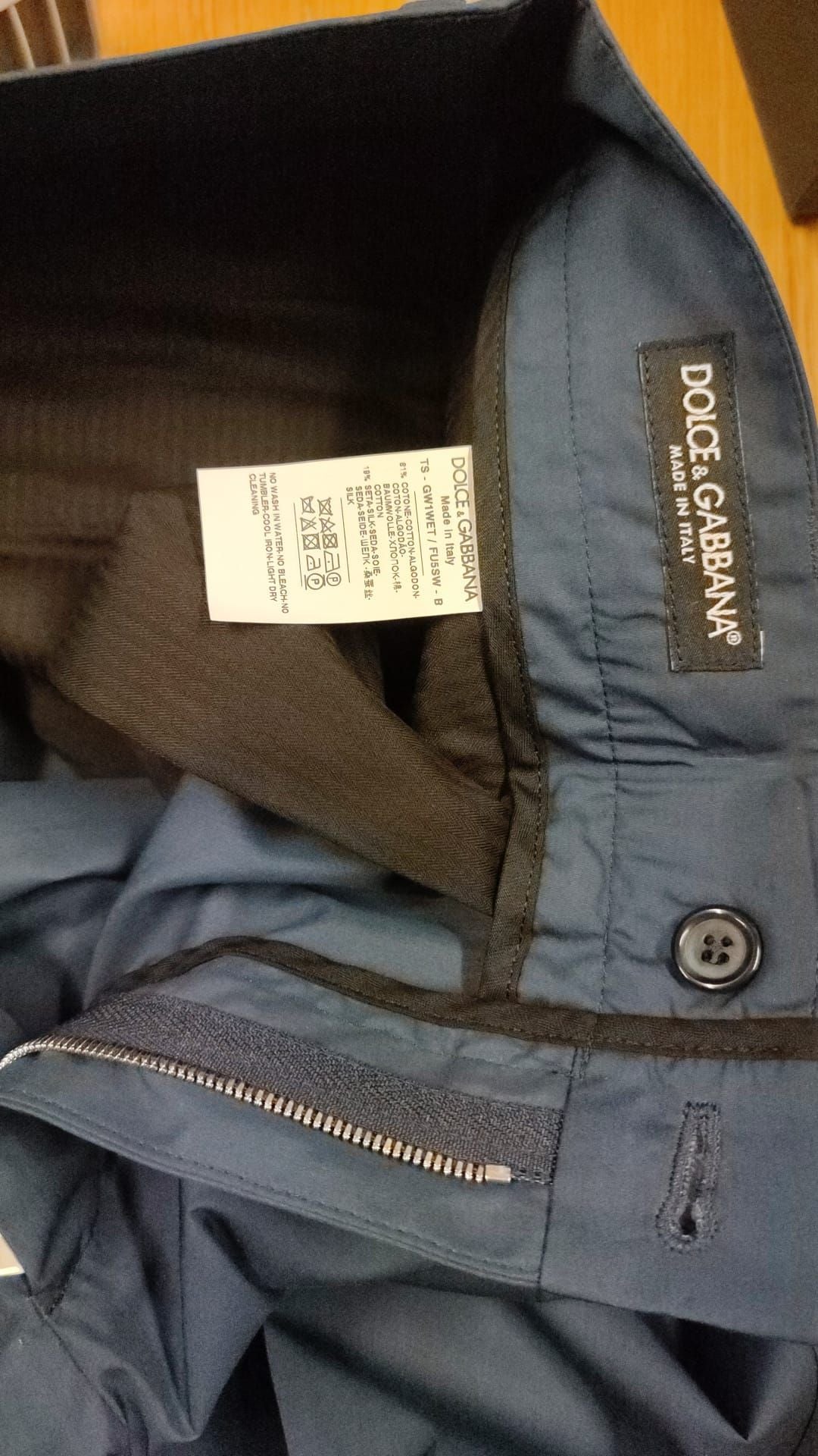 Pantalones chinos de algodón y seda azules de Dolce & Gabbana