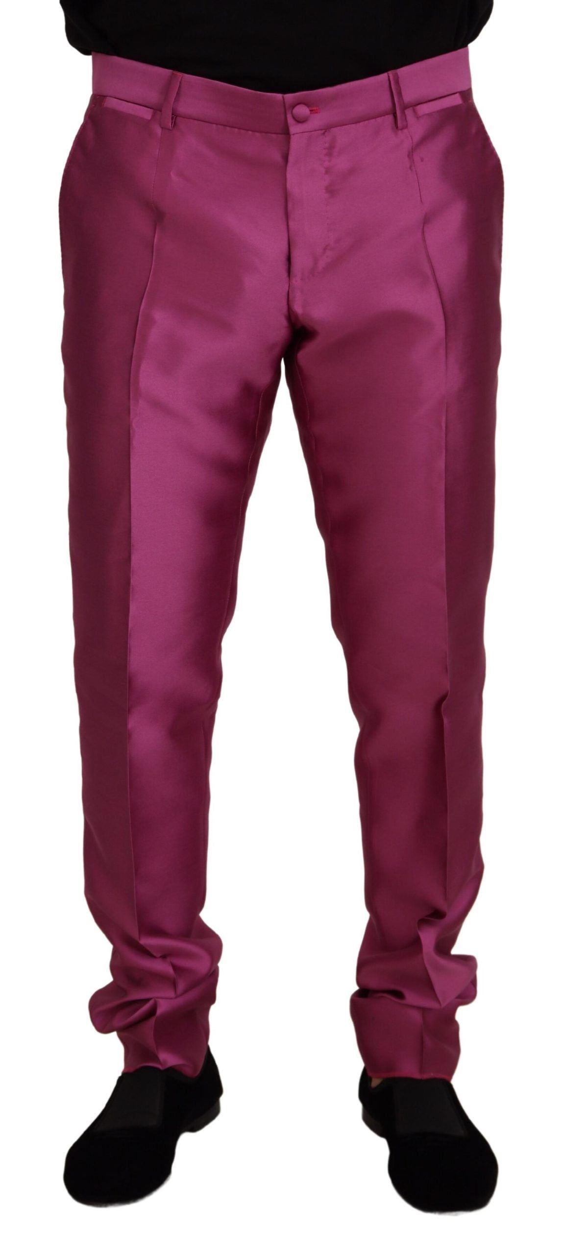 Pantalon habillé fuselé en soie rose Dolce & Gabbana