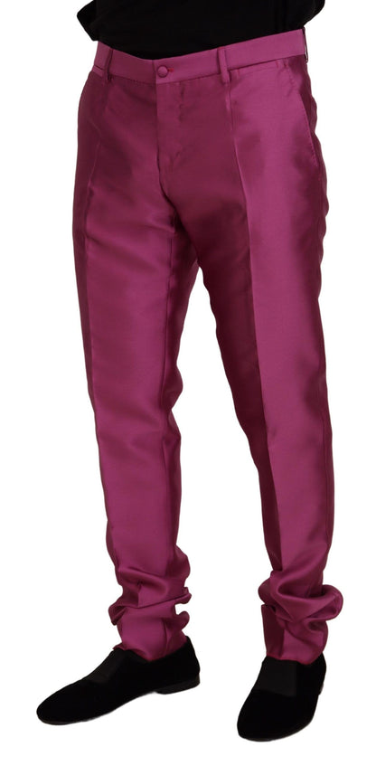 Pantalon habillé fuselé en soie rose Dolce & Gabbana