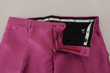 Pantalon habillé fuselé en soie rose Dolce & Gabbana