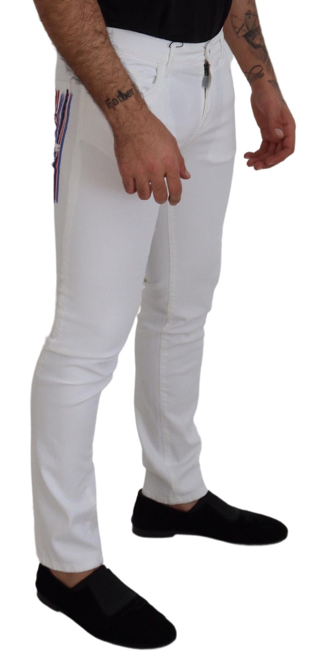 Jeans en denim de coton stretch slim skinny blancs Dolce & Gabbana