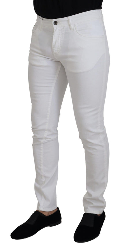 Jeans en denim de coton stretch slim skinny blancs Dolce & Gabbana