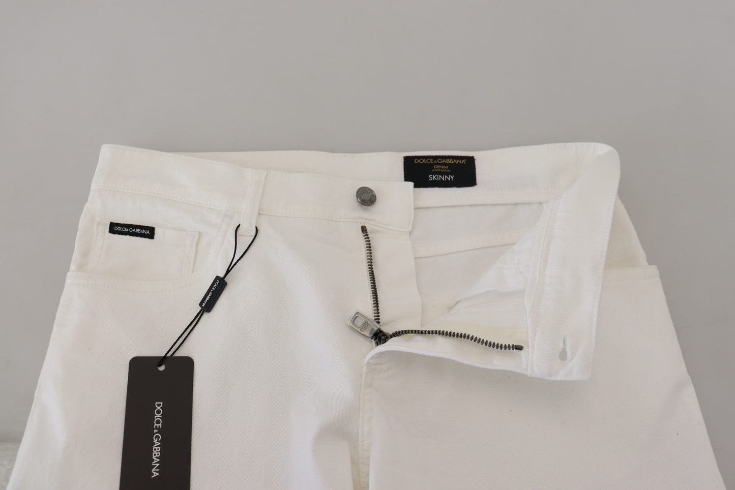Jeans en denim de coton stretch slim skinny blancs Dolce & Gabbana