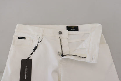 Jeans en denim de coton stretch slim skinny blancs Dolce & Gabbana