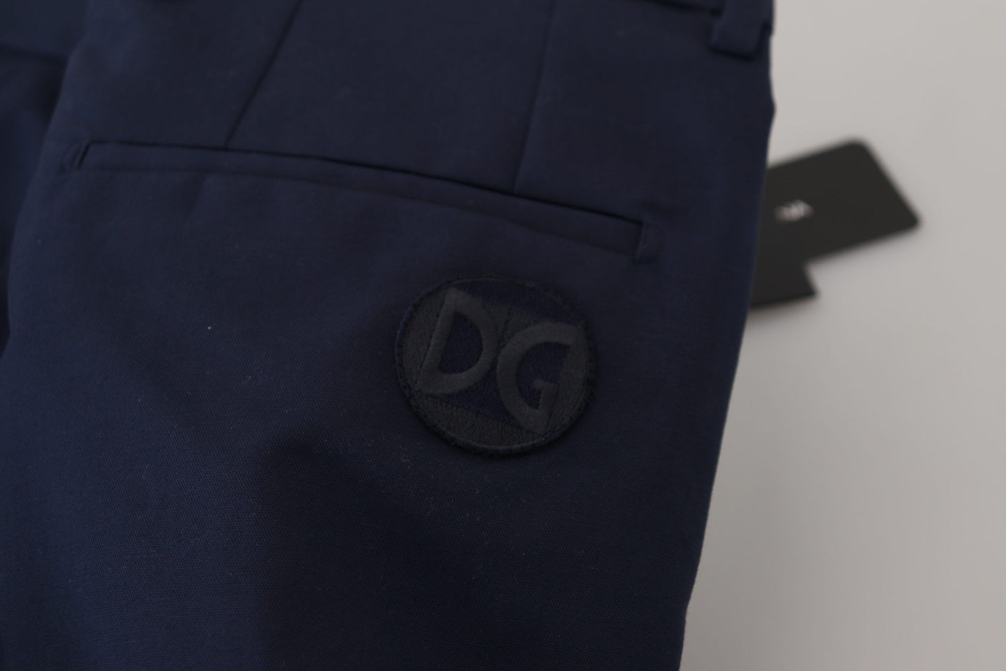 Dolce & Gabbana Pantalon Chino Slim en Lin et Coton Bleu