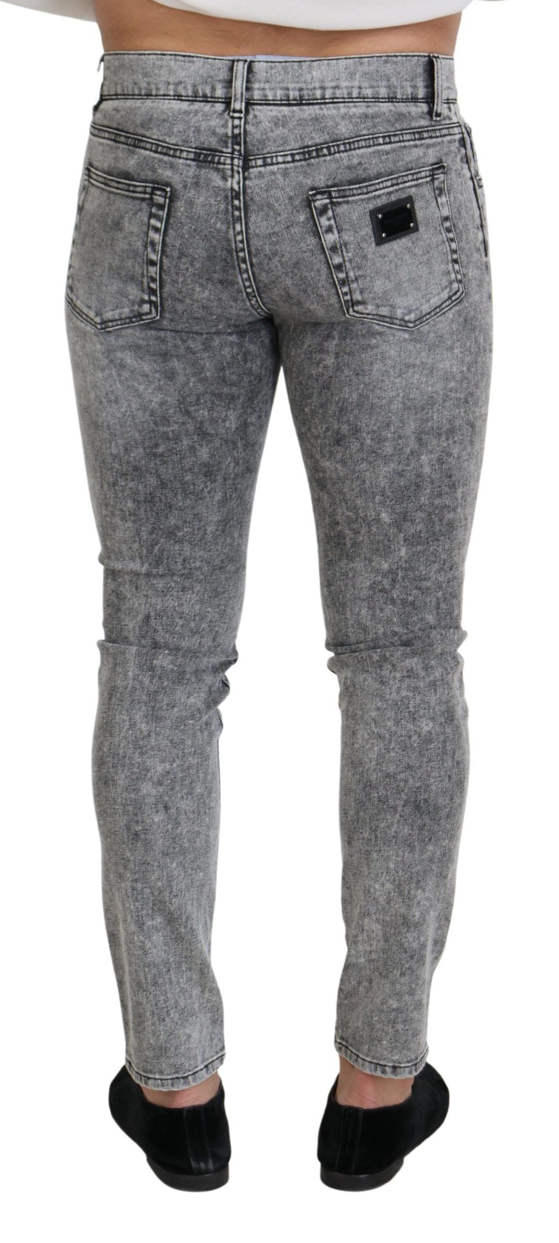 Jean en jean de coton stretch gris coupe ajustée Dolce & Gabbana