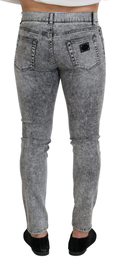 Jean en jean de coton stretch gris coupe ajustée Dolce & Gabbana