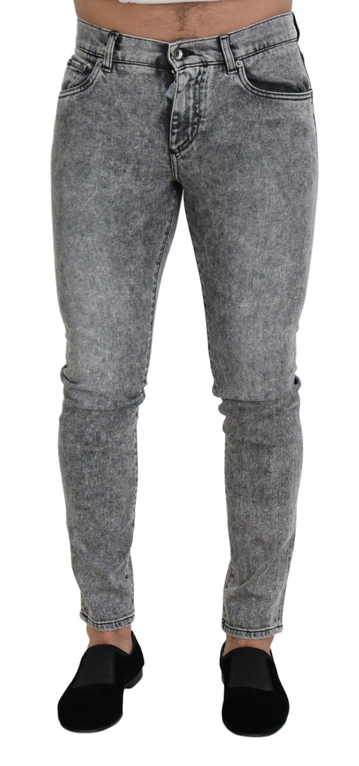 Jean en jean de coton stretch gris coupe ajustée Dolce & Gabbana