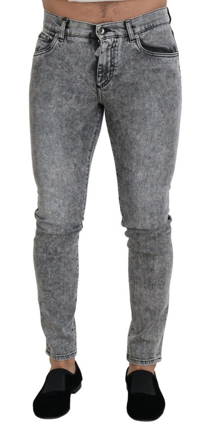 Jean en jean de coton stretch gris coupe ajustée Dolce & Gabbana