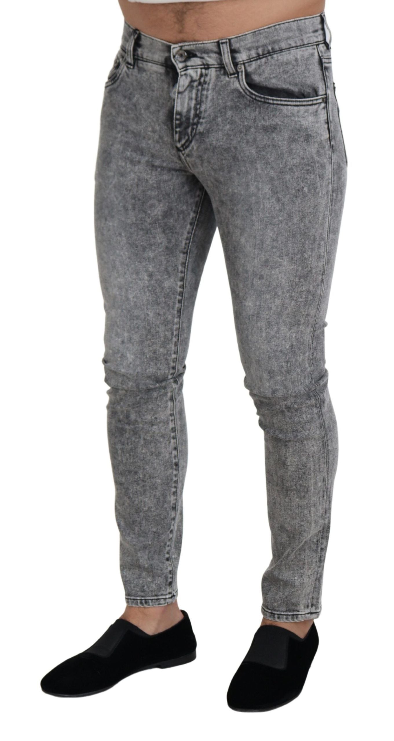 Jean en jean de coton stretch gris coupe ajustée Dolce & Gabbana