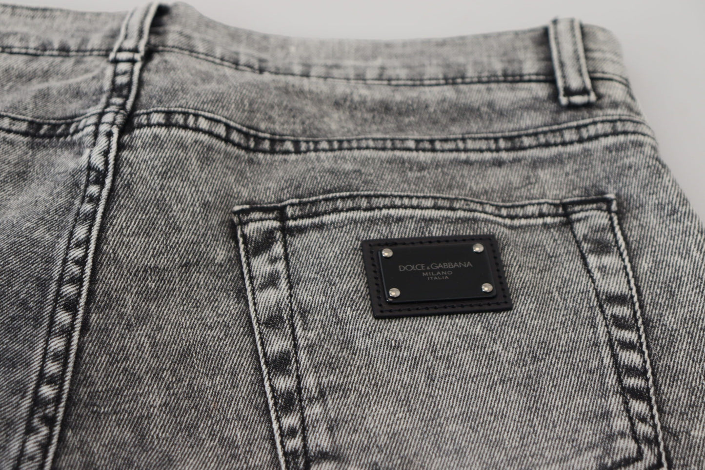 Jean en jean de coton stretch gris coupe ajustée Dolce & Gabbana
