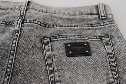 Jean en jean de coton stretch gris coupe ajustée Dolce & Gabbana