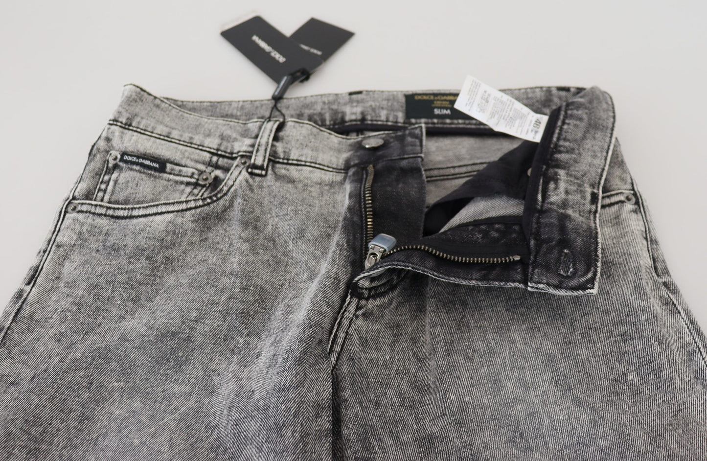 Jean en jean de coton stretch gris coupe ajustée Dolce & Gabbana