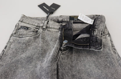Jean en jean de coton stretch gris coupe ajustée Dolce & Gabbana