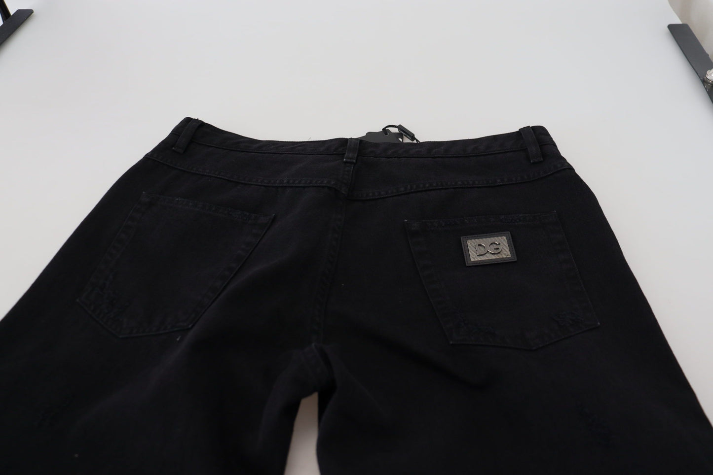 Jean ample en coton déchiré noir Dolce & Gabbana