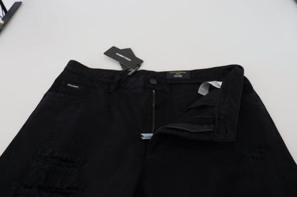 Jean ample en coton déchiré noir Dolce & Gabbana