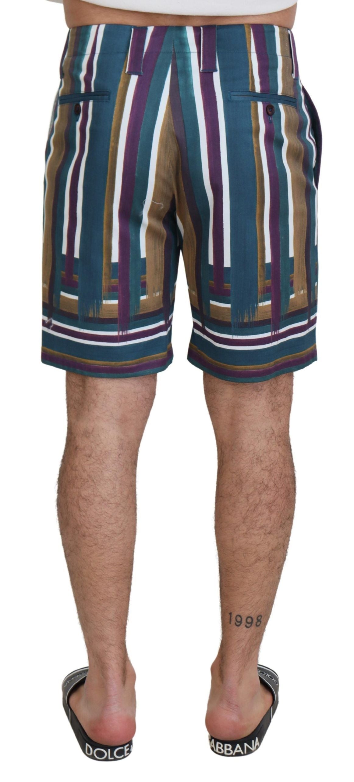 Shorts en coton stretch rayé multicolore Dolce & Gabbana