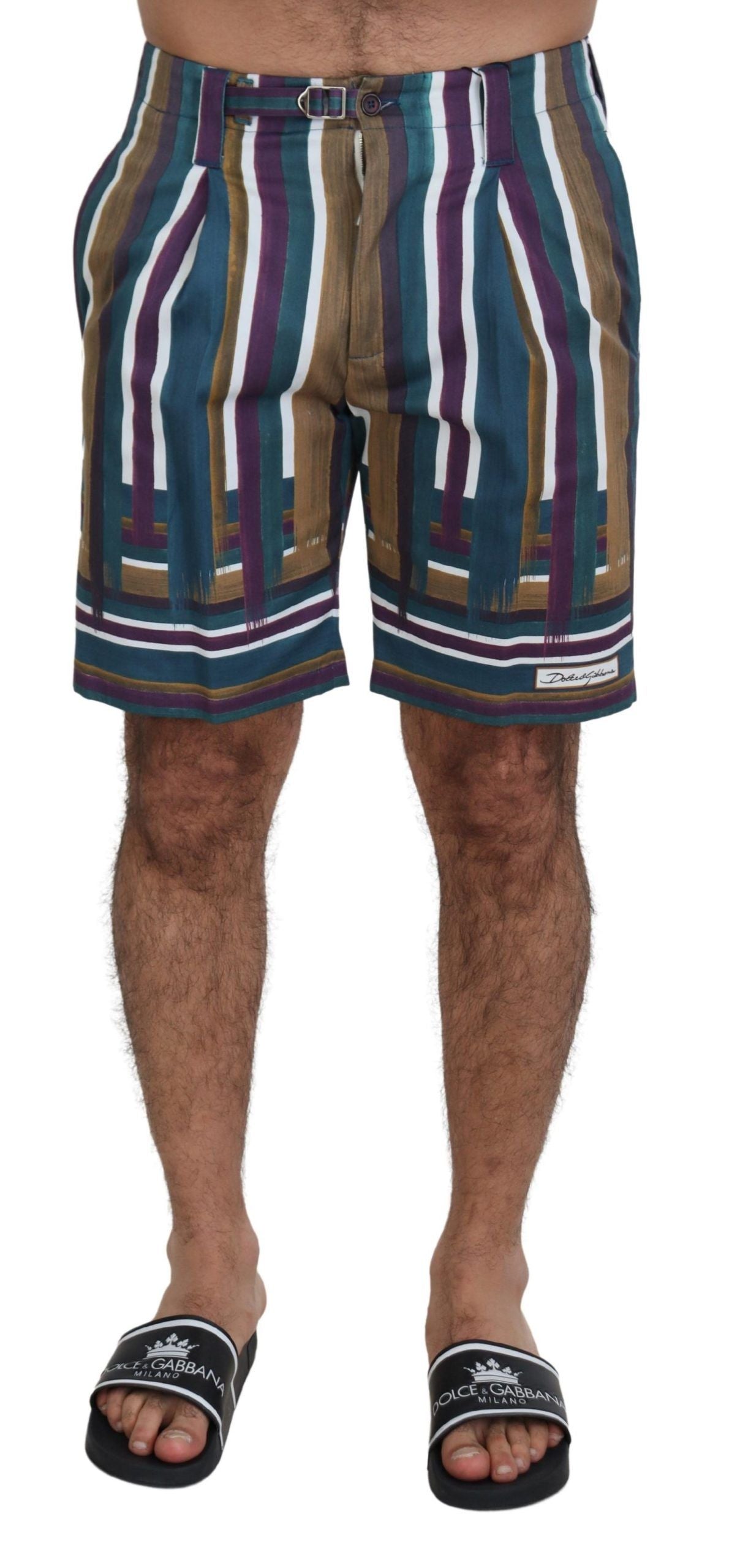 Shorts en coton stretch rayé multicolore Dolce & Gabbana