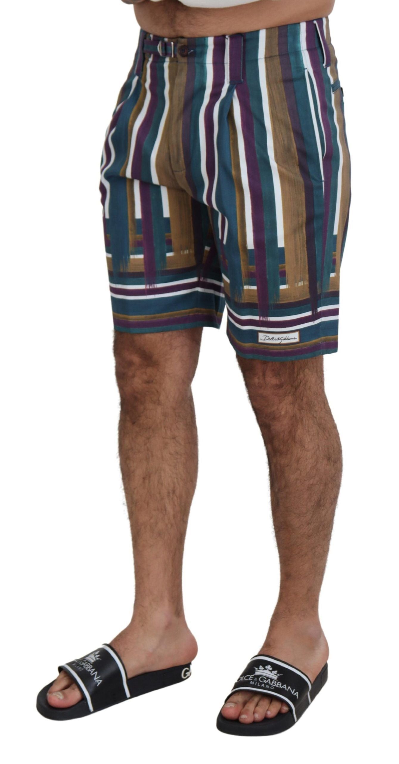 Shorts en coton stretch rayé multicolore Dolce & Gabbana