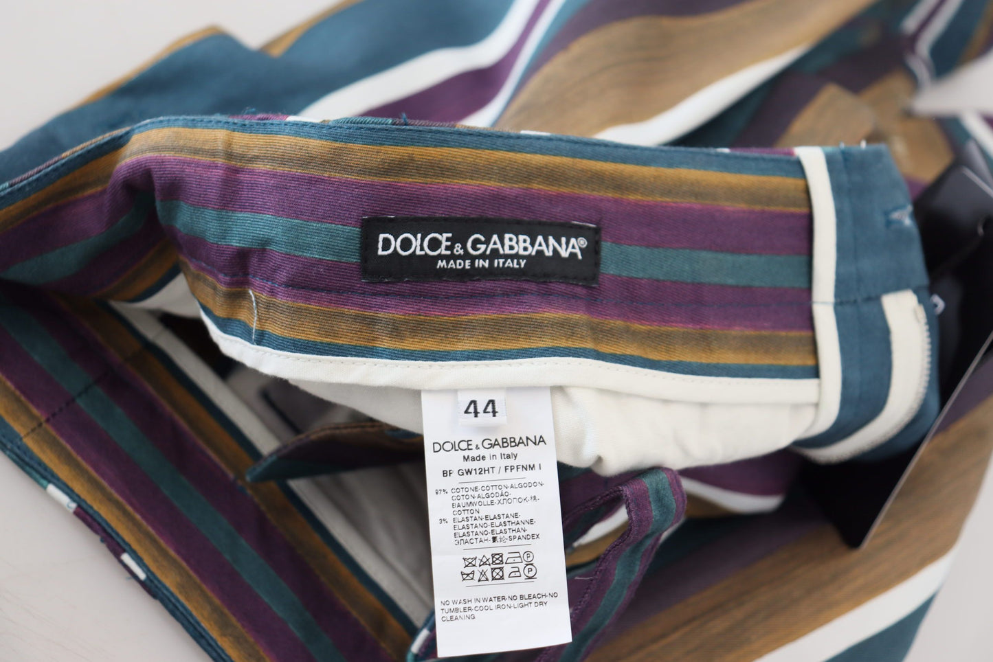 Shorts en coton stretch rayé multicolore Dolce & Gabbana