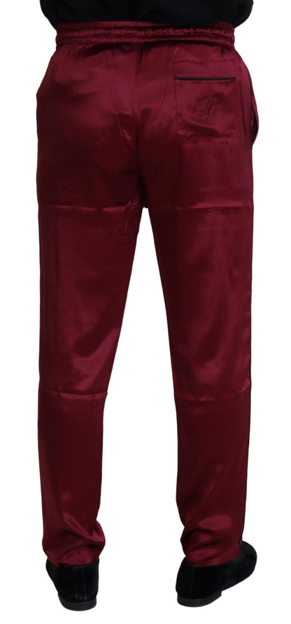 Pantalon de pyjama en soie bordeaux Dolce & Gabbana DG