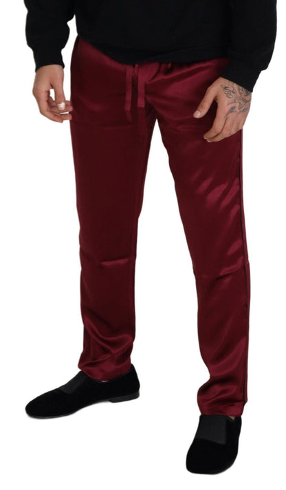 Pantalon de pyjama en soie bordeaux Dolce & Gabbana DG