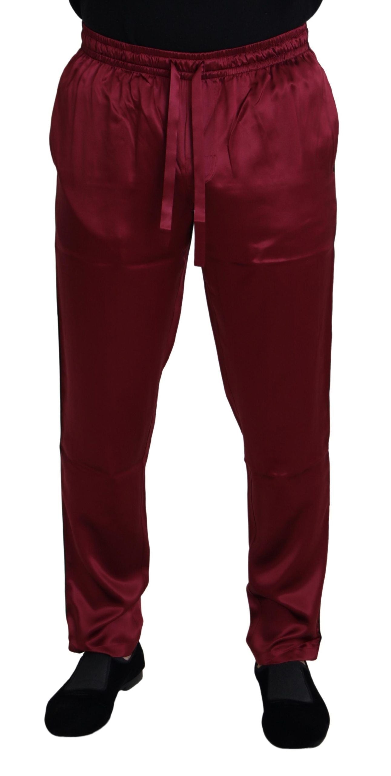 Pantalon de pyjama en soie bordeaux Dolce & Gabbana DG