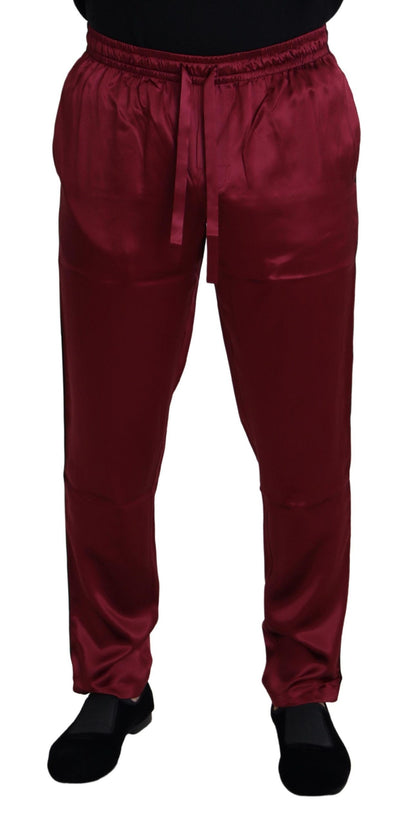 Pantalon de pyjama en soie bordeaux Dolce & Gabbana DG