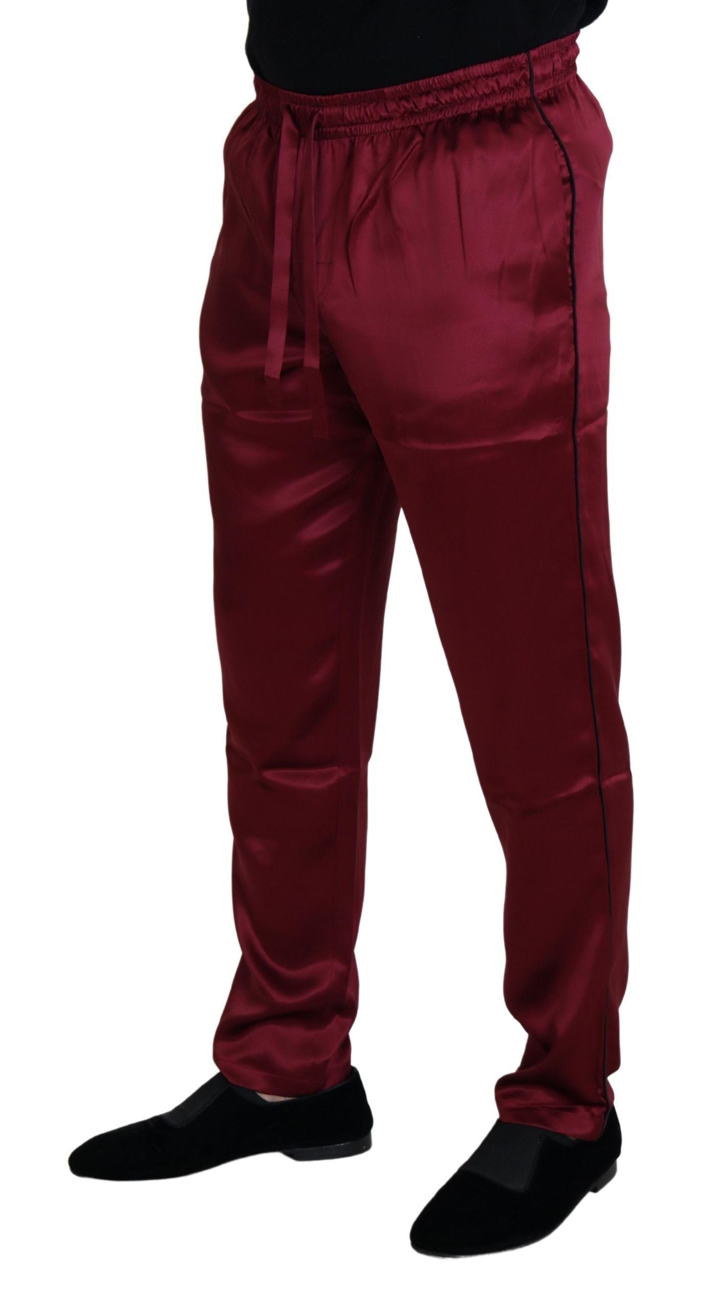 Pantalon de pyjama en soie bordeaux Dolce & Gabbana DG