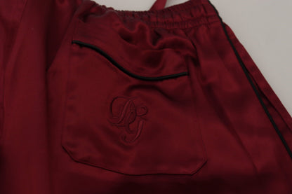 Pantalon de pyjama en soie bordeaux Dolce & Gabbana DG