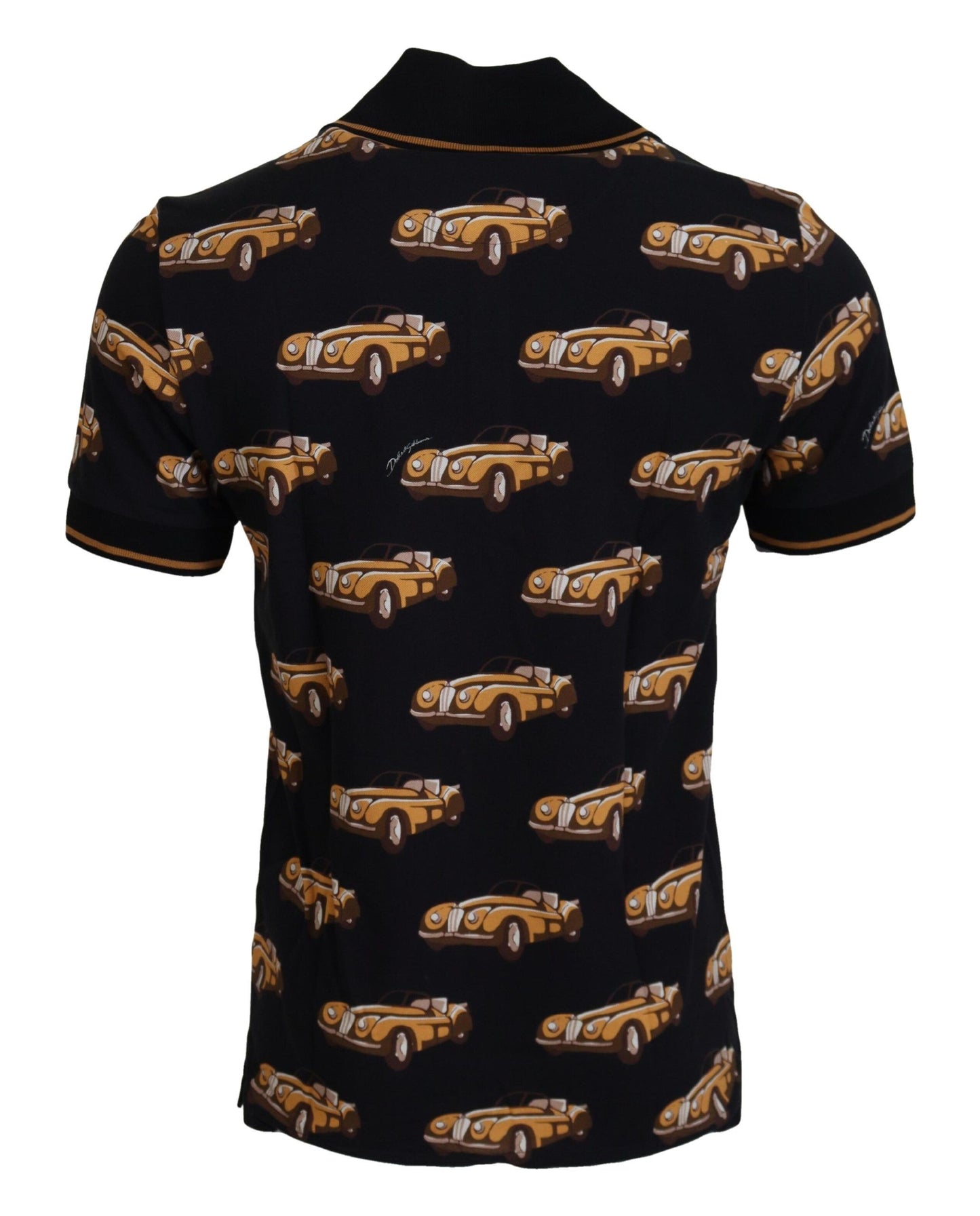 T-shirt polo Dolce & Gabbana noir à manches courtes et imprimé voiture