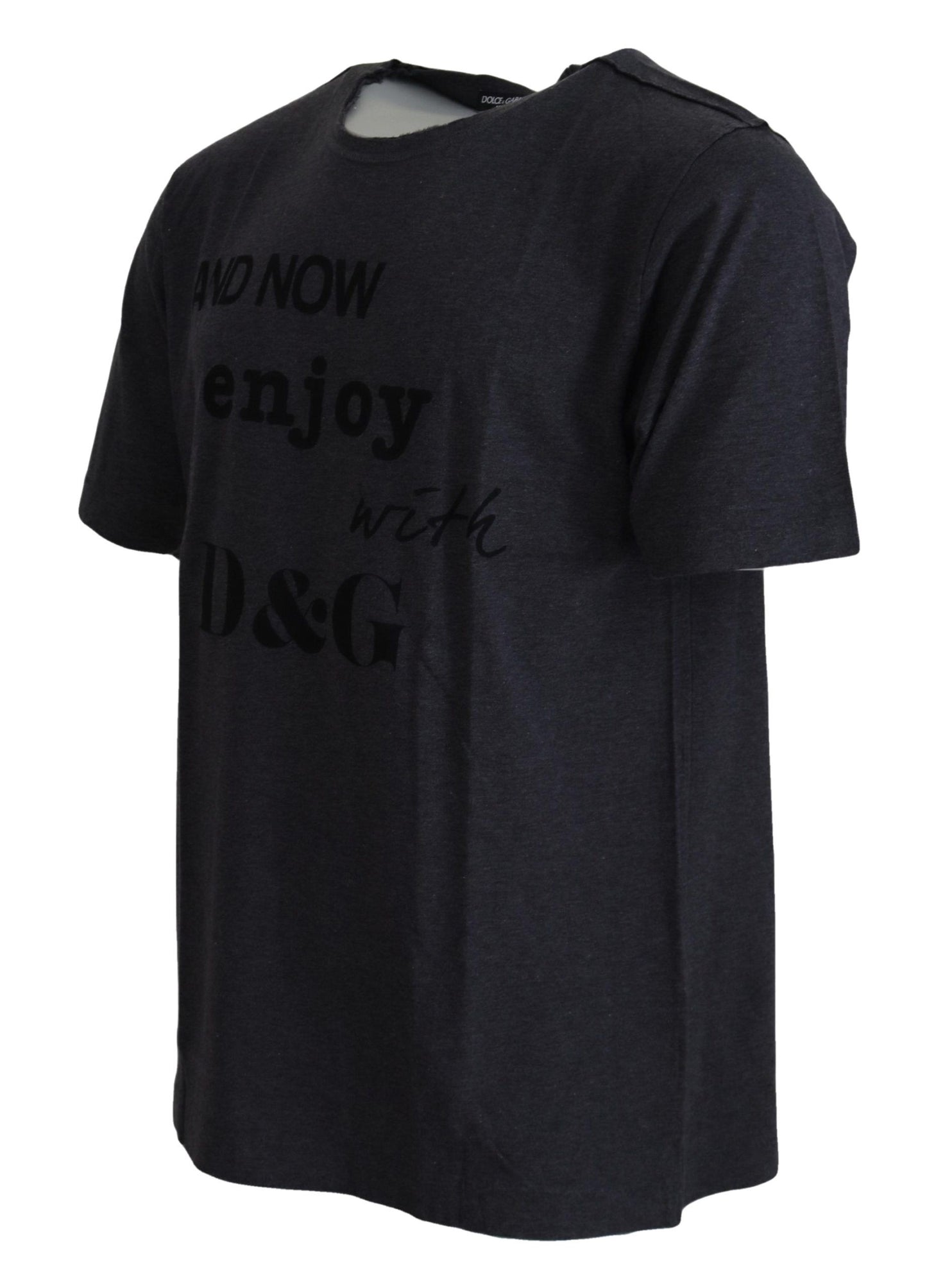 T-shirt Dolce & Gabbana gris en coton à col rond et manches courtes