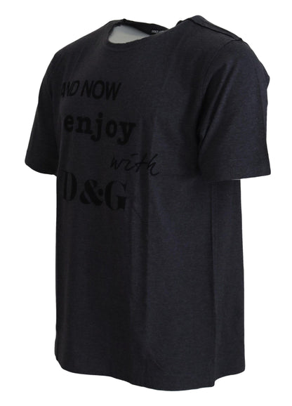 T-shirt Dolce & Gabbana gris en coton à col rond et manches courtes