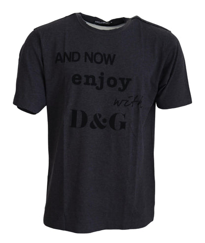 T-shirt Dolce & Gabbana gris en coton à col rond et manches courtes