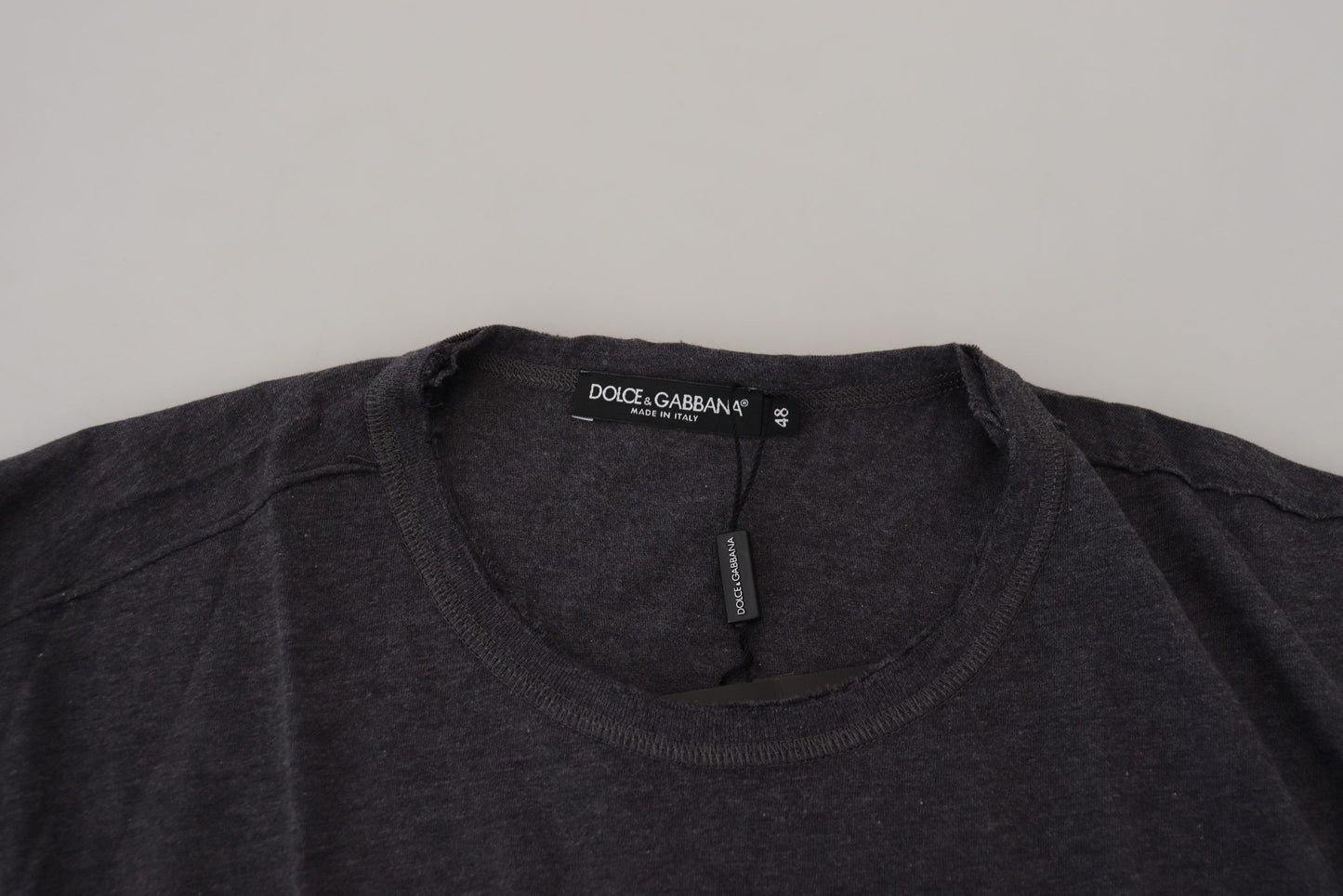 T-shirt Dolce & Gabbana gris en coton à col rond et manches courtes