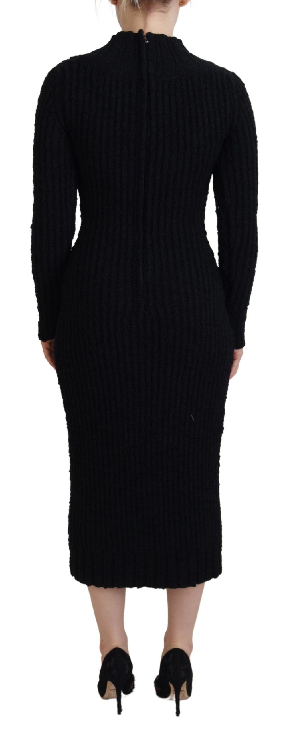 Robe pull fourreau en maille de laine noire Dolce & Gabbana
