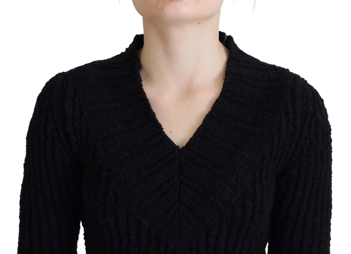 Robe pull fourreau en maille de laine noire Dolce & Gabbana