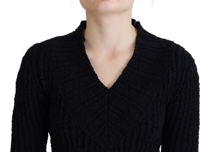 Robe pull fourreau en maille de laine noire Dolce & Gabbana