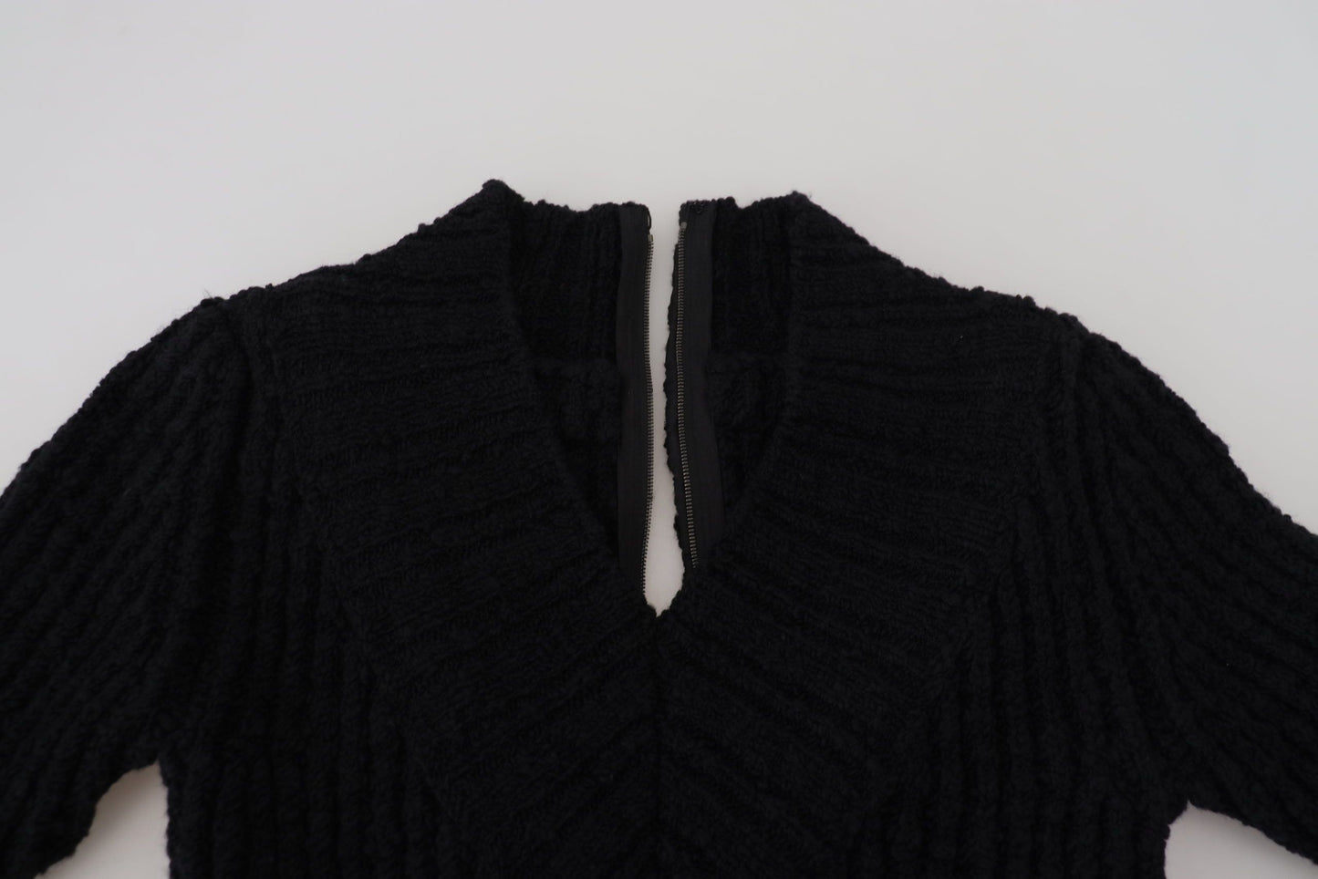 Robe pull fourreau en maille de laine noire Dolce & Gabbana