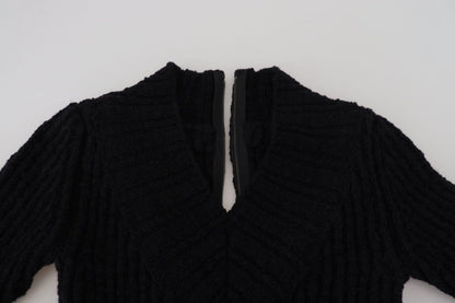 Robe pull fourreau en maille de laine noire Dolce & Gabbana