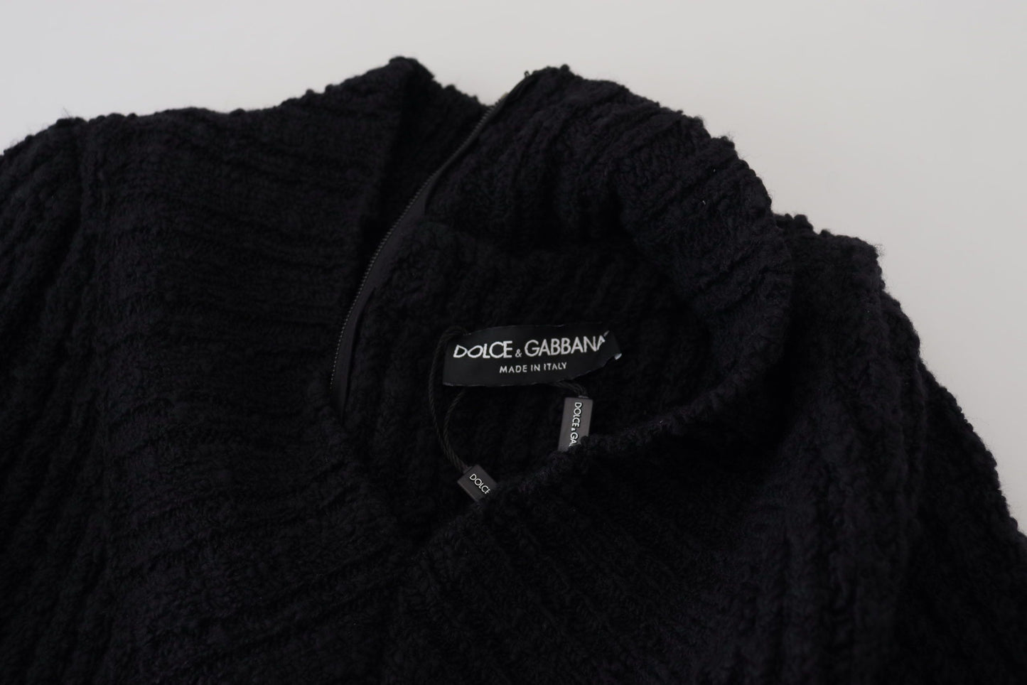 Robe pull fourreau en maille de laine noire Dolce & Gabbana