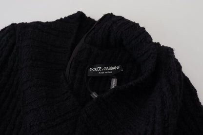 Robe pull fourreau en maille de laine noire Dolce & Gabbana